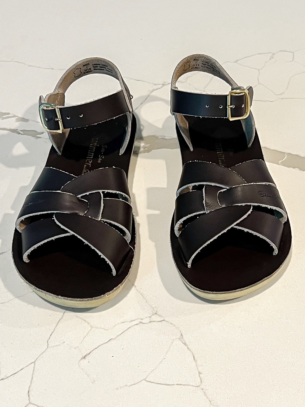 Saltwater Chocolate Brown Sun San Swimmer Sandals Little Kids Sz 1